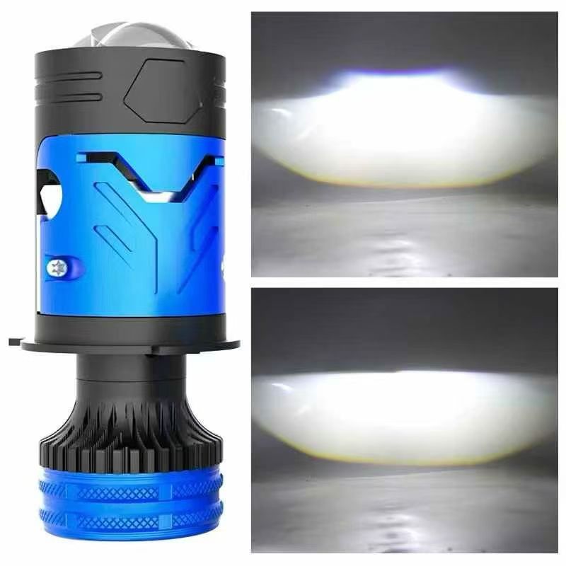 Mini H4 Bi-Lens Projector with External Driver, Hi/Lo Beam Remote Driver Lens Kit for Car Headlight Retrofit